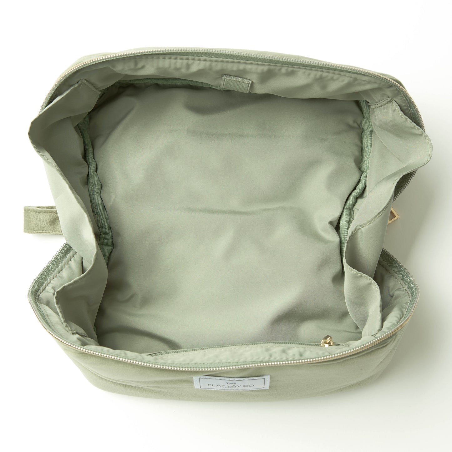 Flat Lay Makeup Box Bag - Sage Green Velvet