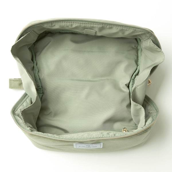 Flat Lay Makeup Box Bag - Sage Green Velvet