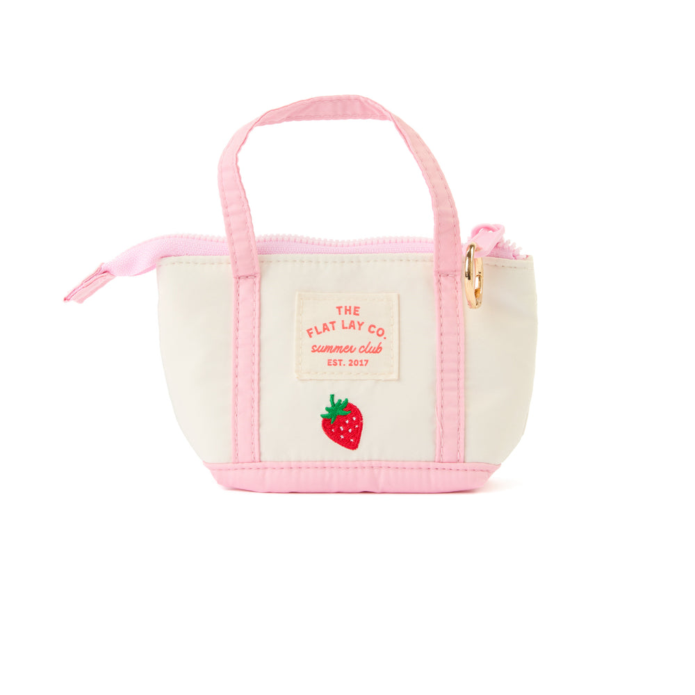 Mini Keyring Tote - Strawberries & Cream