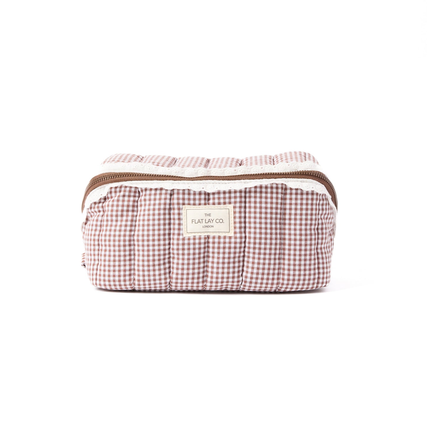 Marshmallow Box Bag & Brush Case Bundle - Mocha Gingham