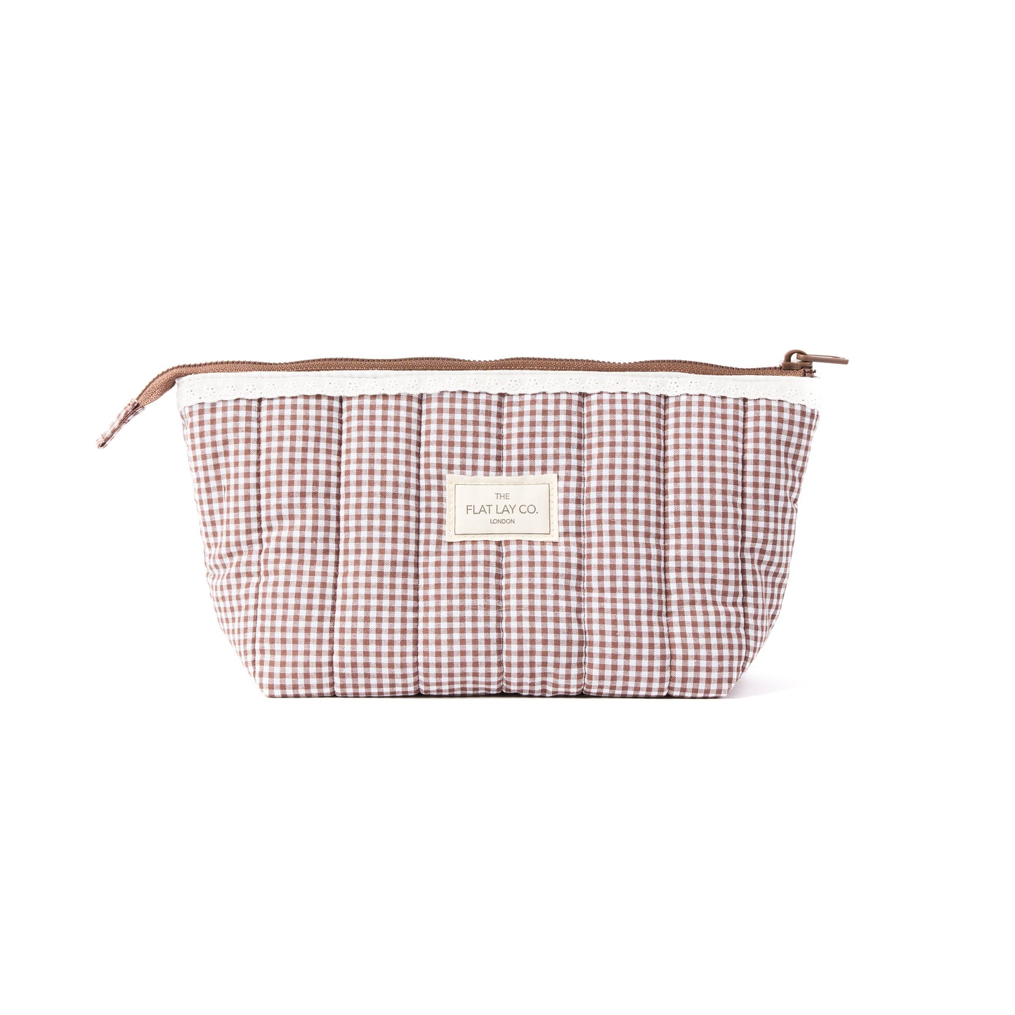 Padded Essential Makeup Pouch - Mocha Gingham