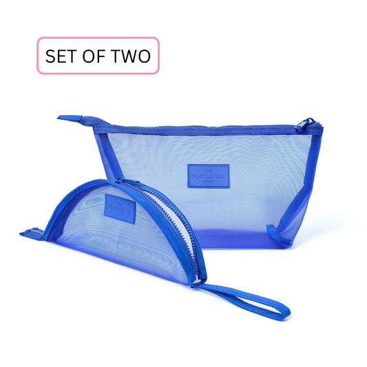 Mesh Makeup Pouch Bundle (2-Pack) - Cobalt Blue