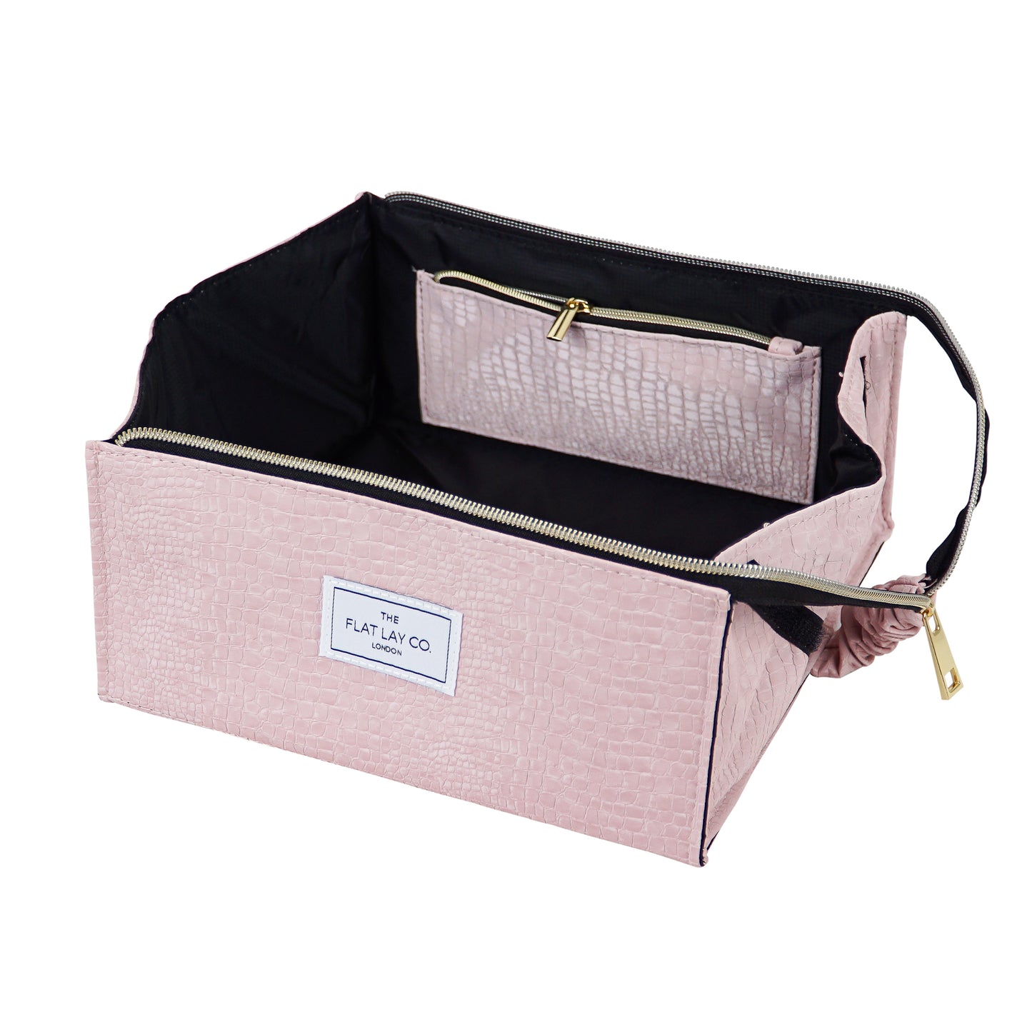 Pink Croc Open Flat Makeup Box Bag and Tray