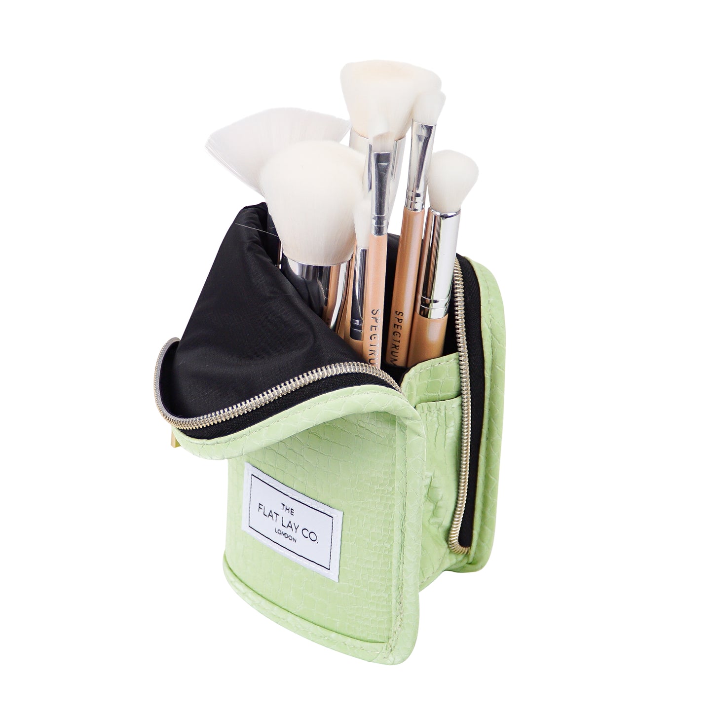 Green Croc Standing Brush Case and Pot