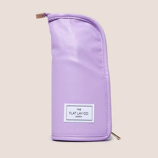 Monochrome Lilac Leather Standing Brush Case