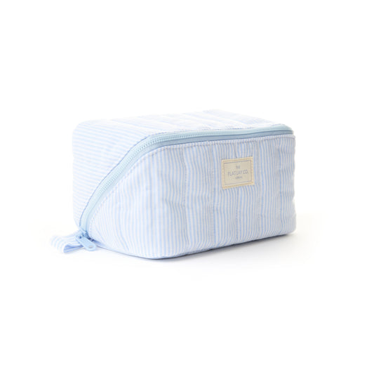 Marshmallow Makeup Box Bag - Cotton Blue Pinstripes