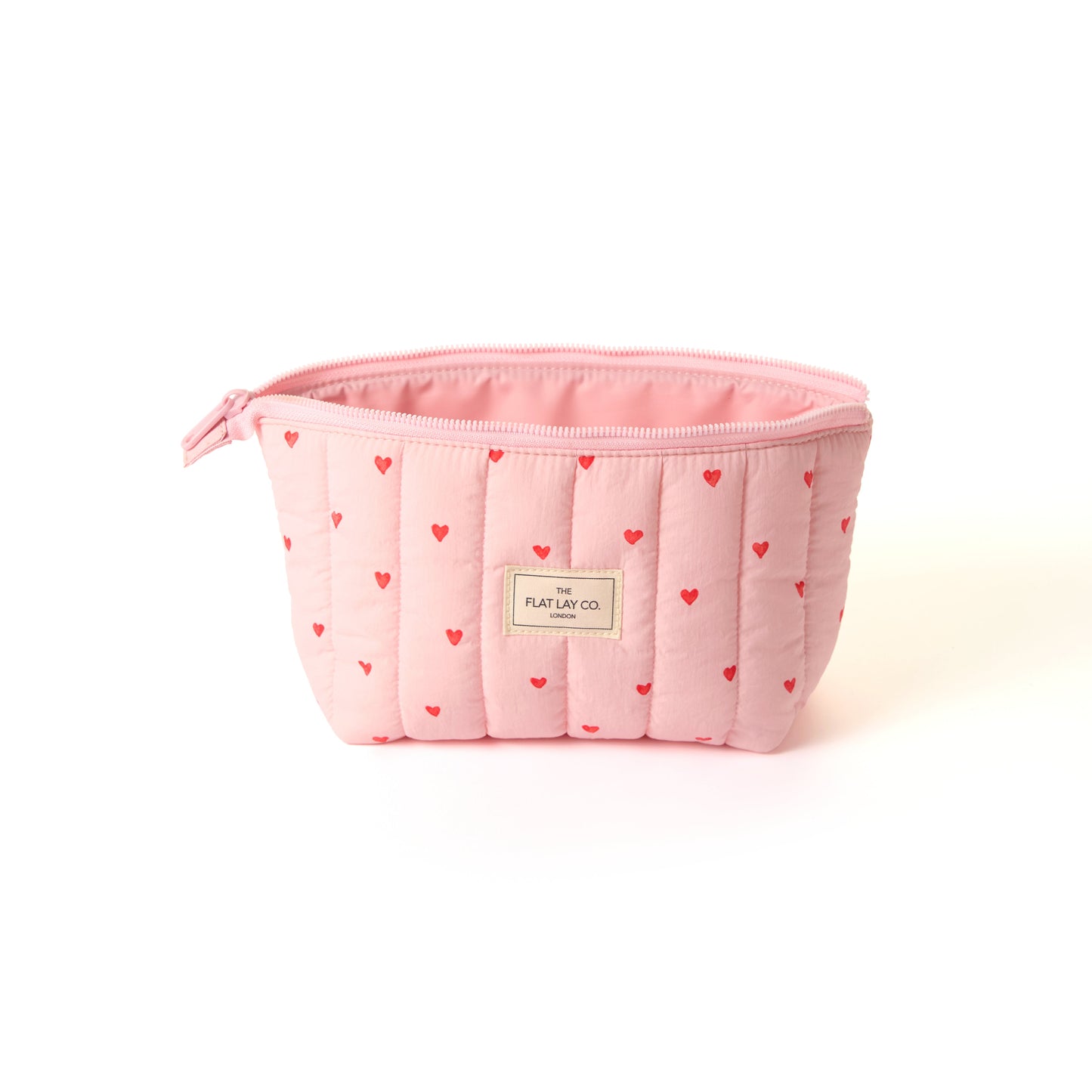 Padded Essential Pouch & Mini Keyring Bundle - Sweet Pink Hearts