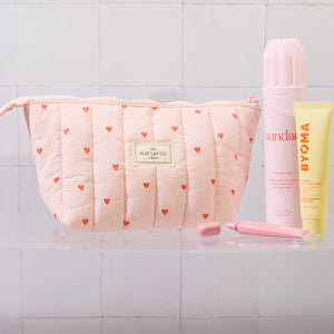 Padded Essential Makeup Pouch - Sweet Pink Hearts