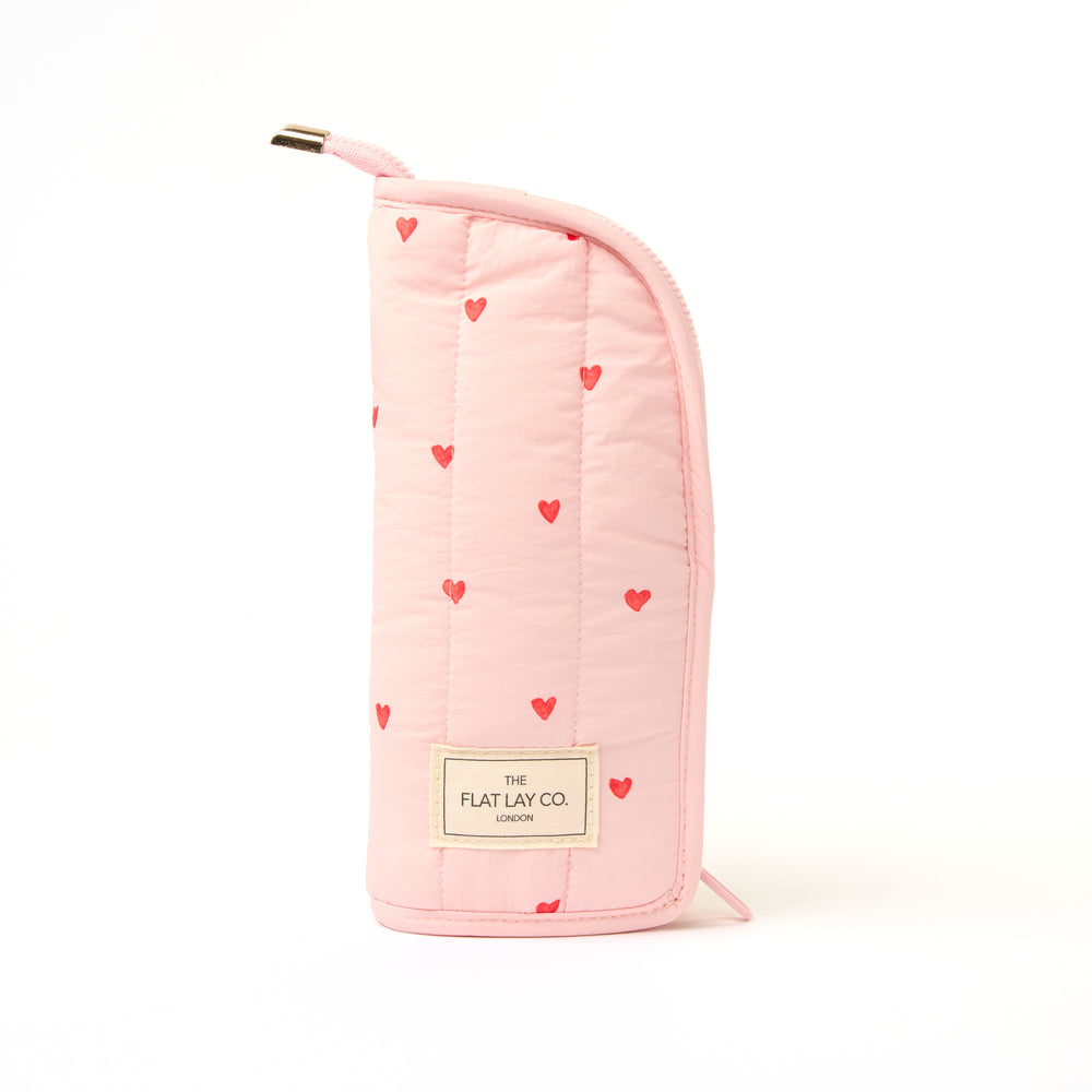 Marshmallow Box Bag & Brush Case Bundle - Sweet Pink Hearts