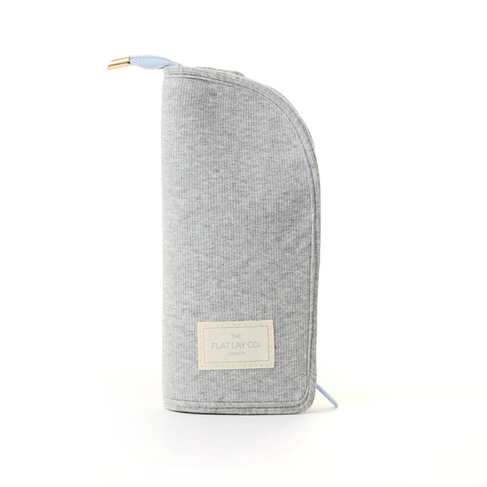 Standing Makeup Brush Case - Cotton Ribbed Gray