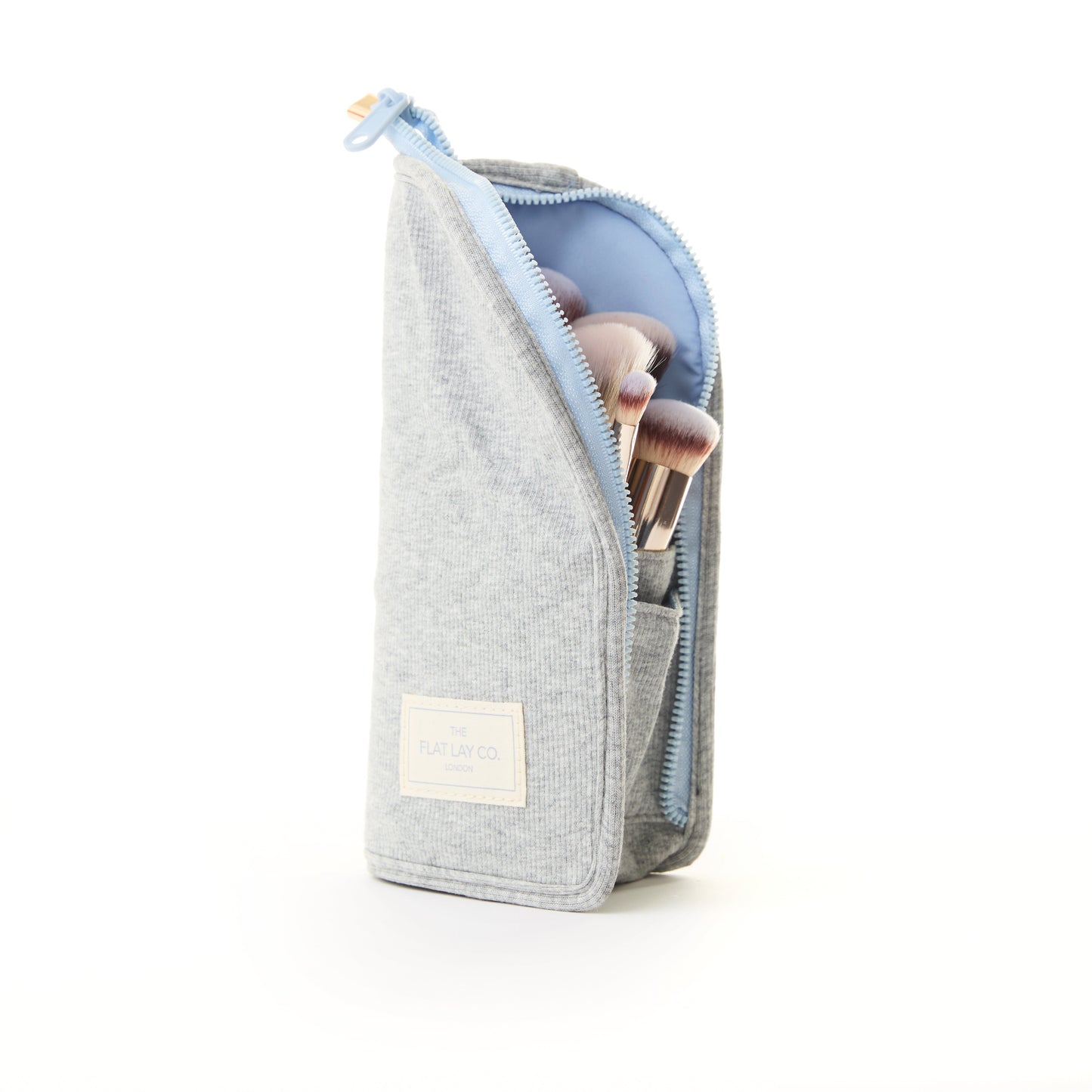 Standing Makeup Brush Case - Cotton Ribbed Gray