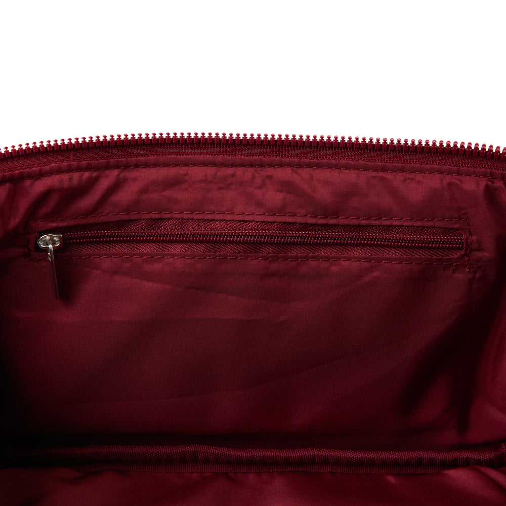 Flat Lay Makeup Box Bag - Ditsy Roses Burgundy Embroidered Velvet