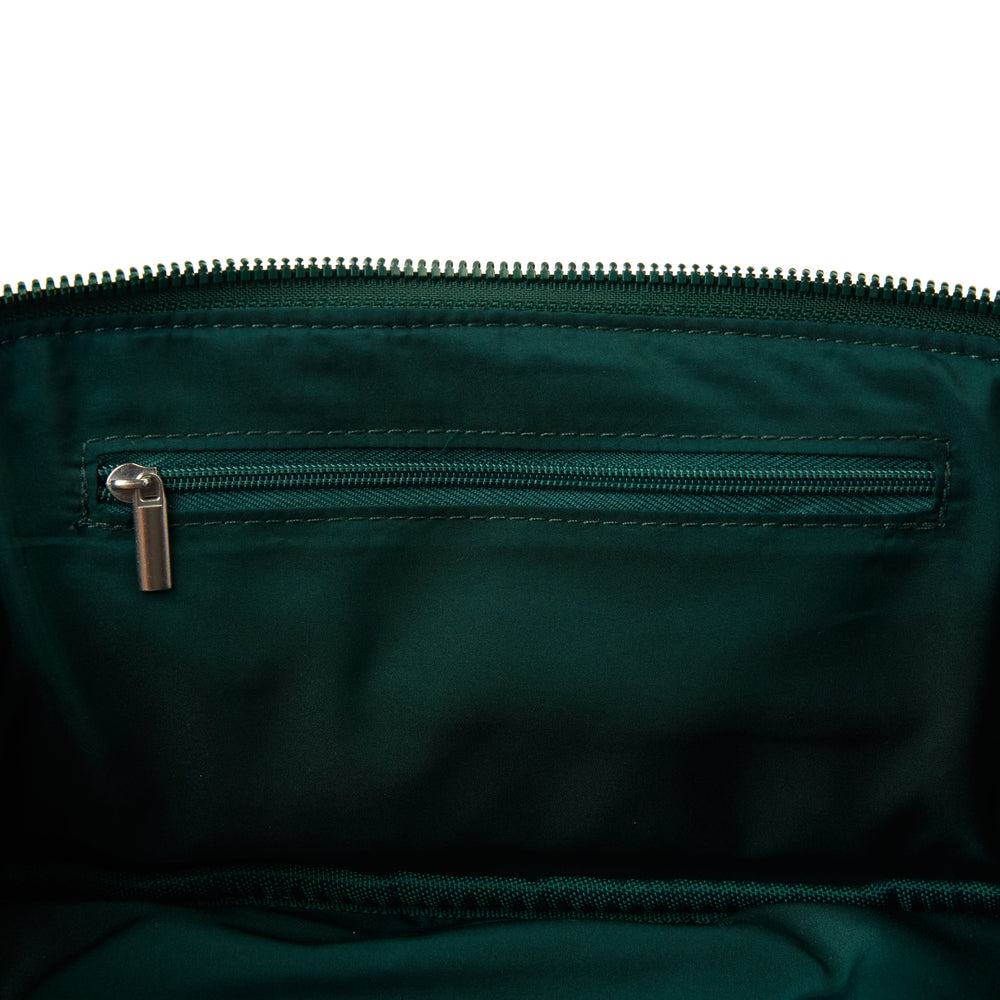 Flat Lay Makeup Box Bag - Green Leaves Embroidered Velvet