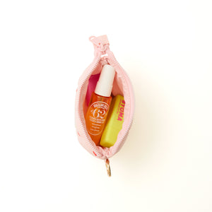 Padded Essential Pouch & Mini Keyring Bundle - Sweet Pink Hearts