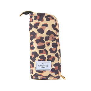 Standing Makeup Brush Case - Leopard Print