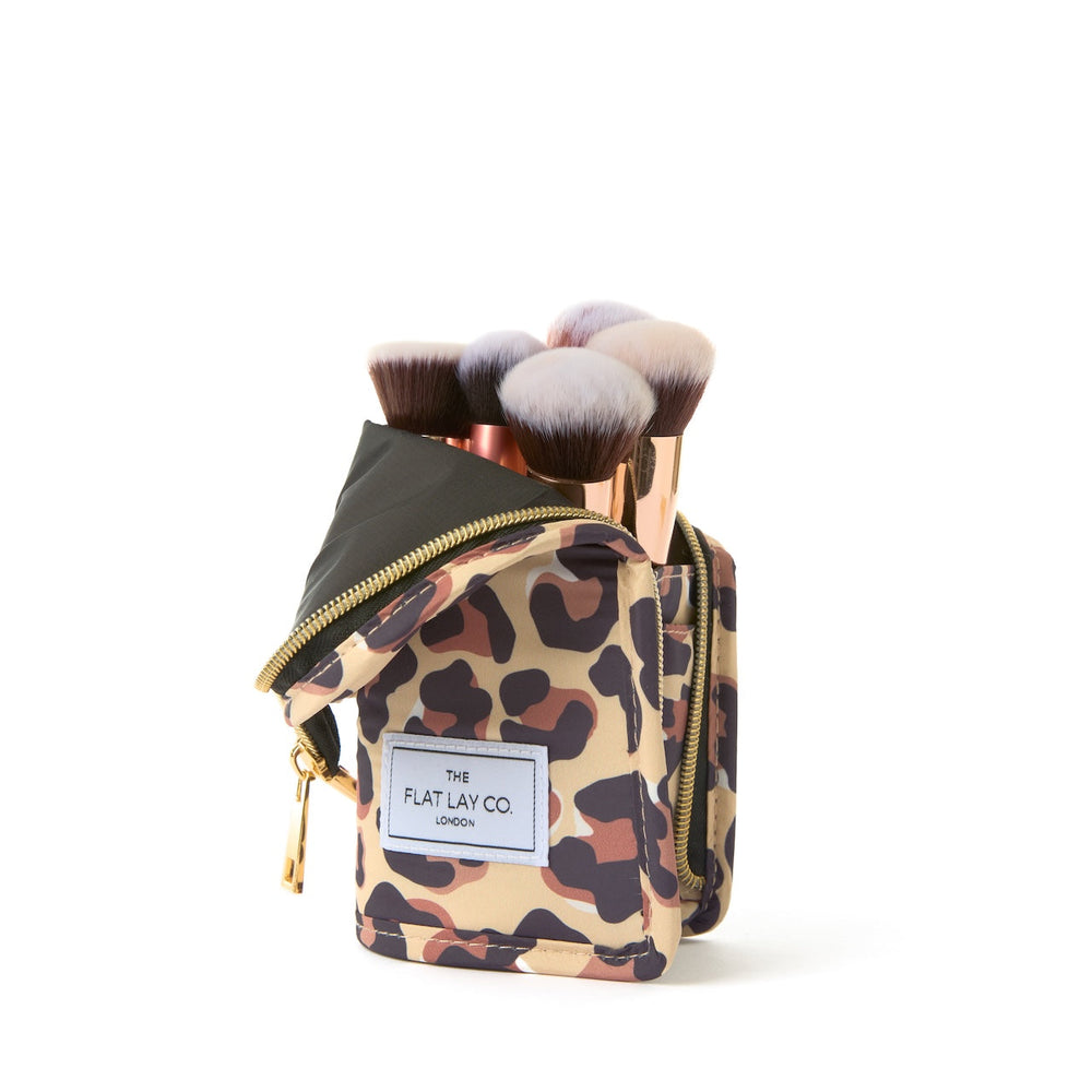 Standing Makeup Brush Case - Leopard Print
