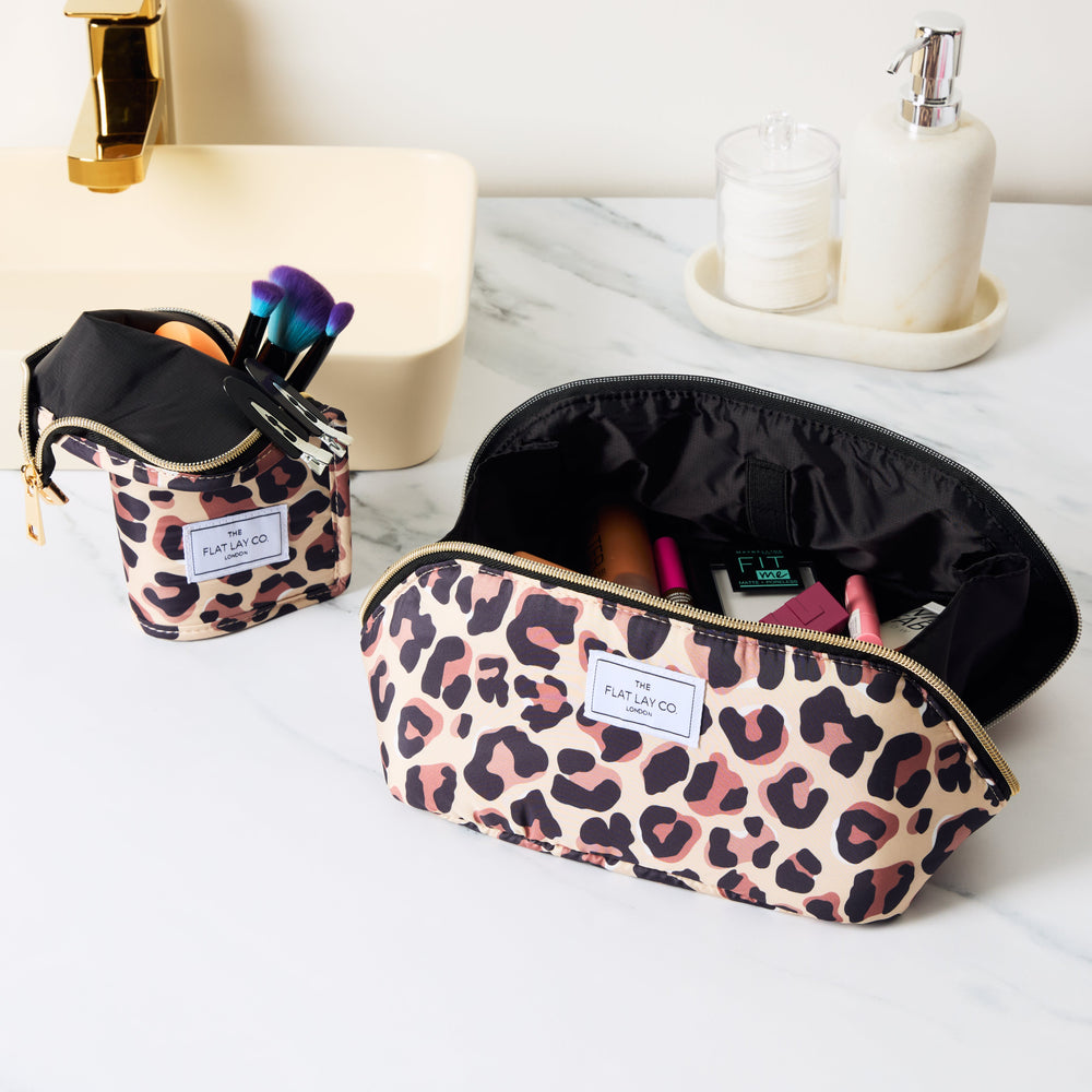 Standing Makeup Brush Case - Leopard Print