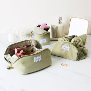 Standing Makeup Brush Case - Sage Green Velvet
