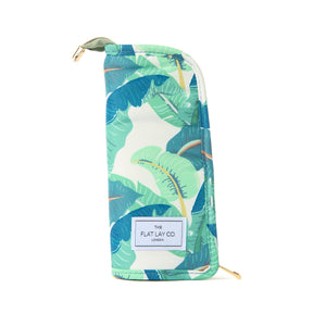 Standing Makeup Brush Case - Tropical Leaves