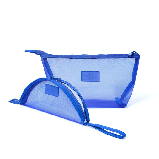 Mesh Makeup Pouch Bundle (2-Pack) - Cobalt Blue