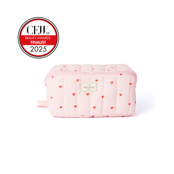Marshmallow Flat Lay Makeup Box Bag - Sweet Pink Hearts