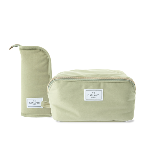 Box Bag & Brush Case Bundle - Sage Green Velvet