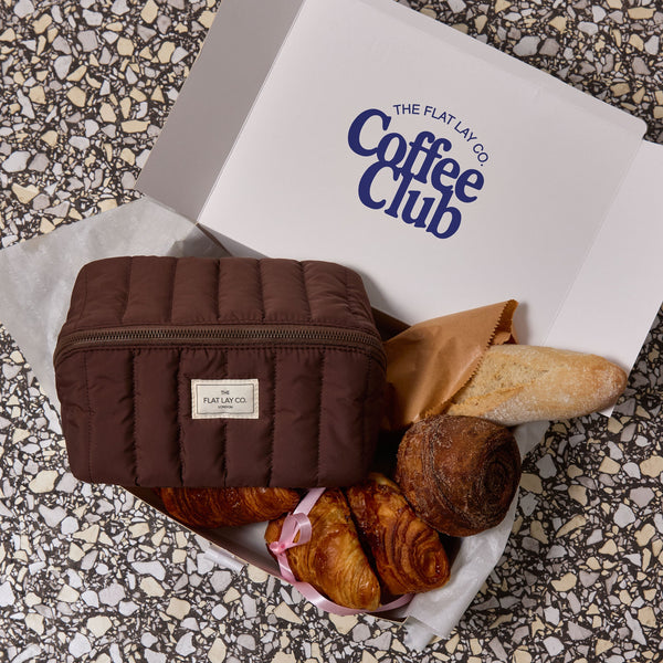 Marshmallow Flat Lay Makeup Box Bag - Espresso