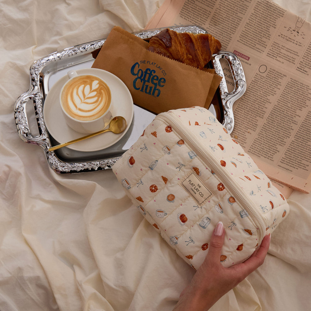 Marshmallow Flat Lay Makeup Box Bag - Coffee Shop