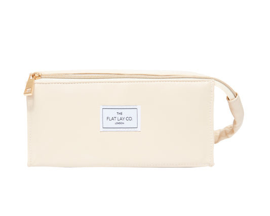 Cream Vegan Leather Open Flat Box Bag