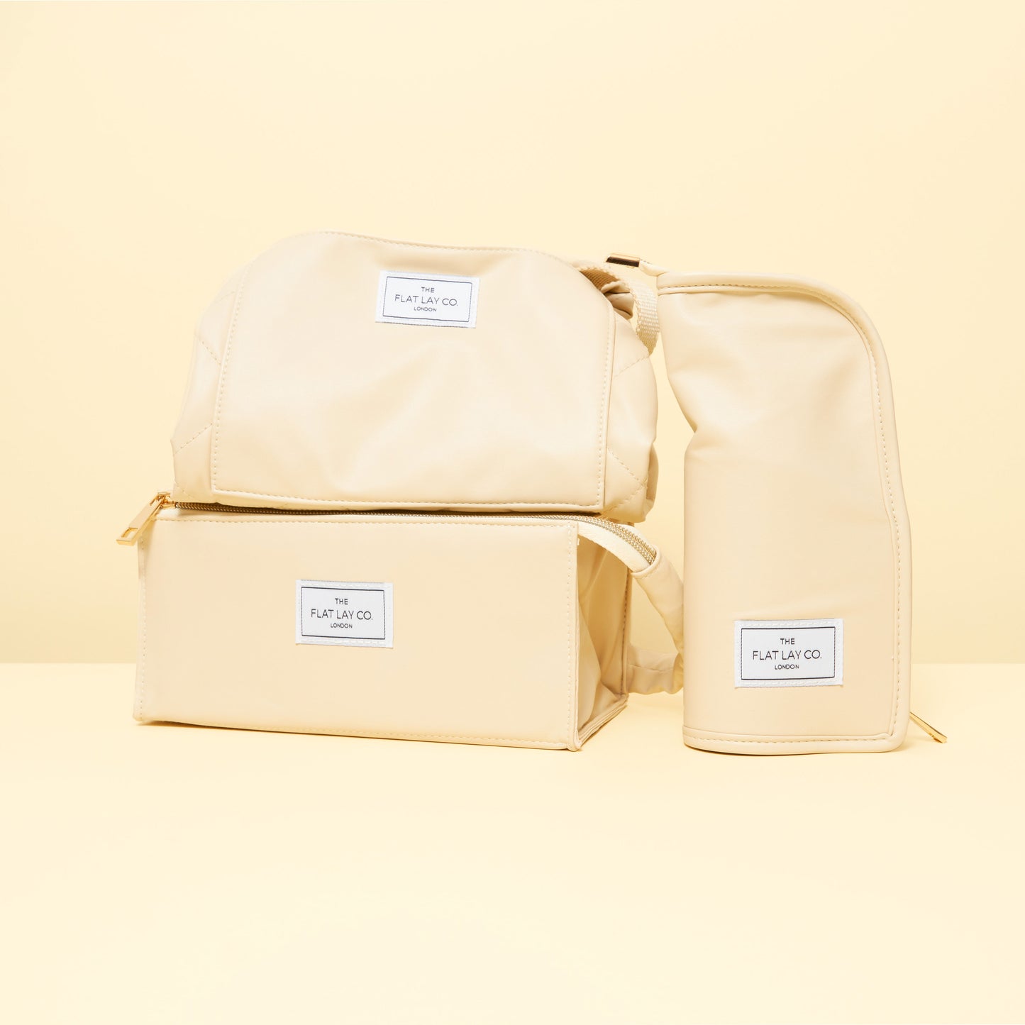 Cream Vegan Leather Open Flat Box Bag